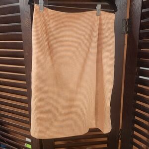 Elegant Orange Checkered Pencil Skirt